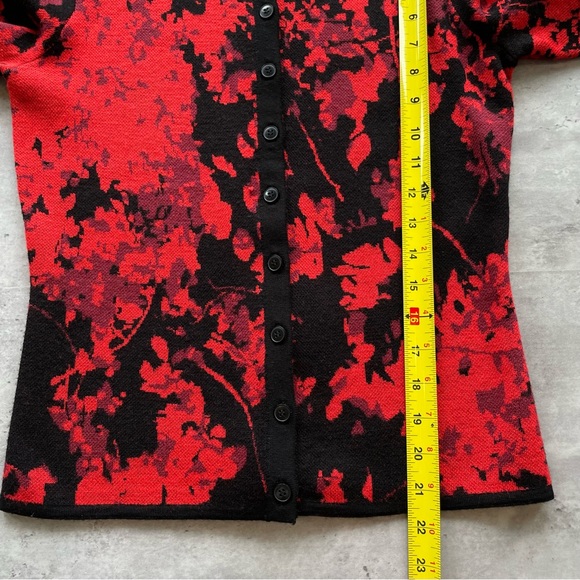 Diane von Furstenberg New Ibiza Jacquard Merino Cardigan Sweater Red Black - Picture 7 of 7